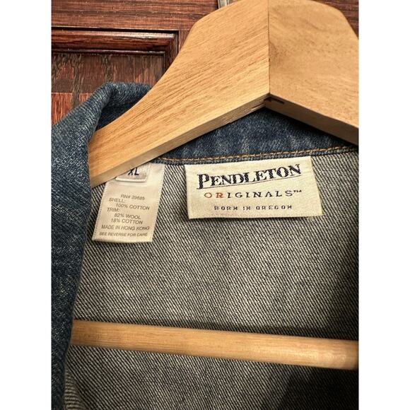 Pendleton Denim Vest XL Wool Blanket Back Southwestern Vintage 90s Western - Picture 6 of 11
